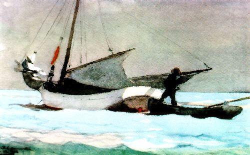 Winslow Homer Stowing the Sail, Bahamas china oil painting image